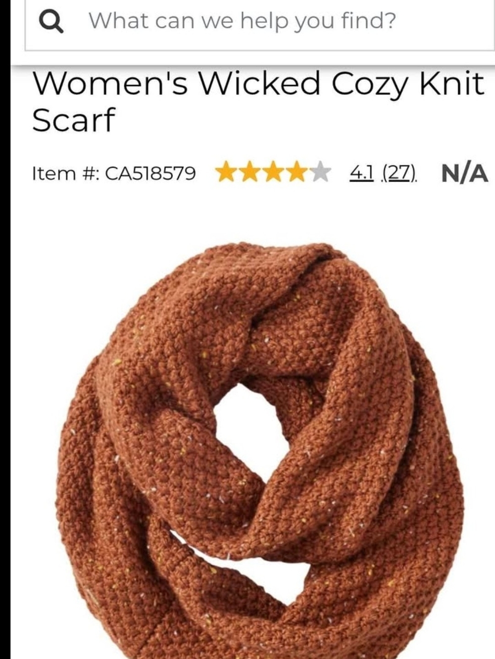 LL BEAN Cozy Knit Infinity Scarf - Rust